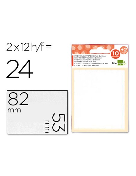 Etiquetas liderpapel sobre de 10 h 2 h obsequio 53x82 mm 2 unidades por hoja