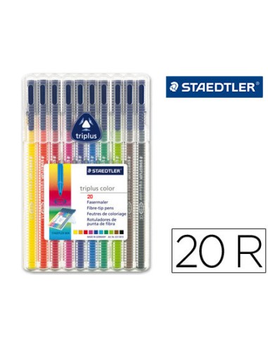Rotulador staedtler triplus color 323 estuche de 20 unidades colores surtidos