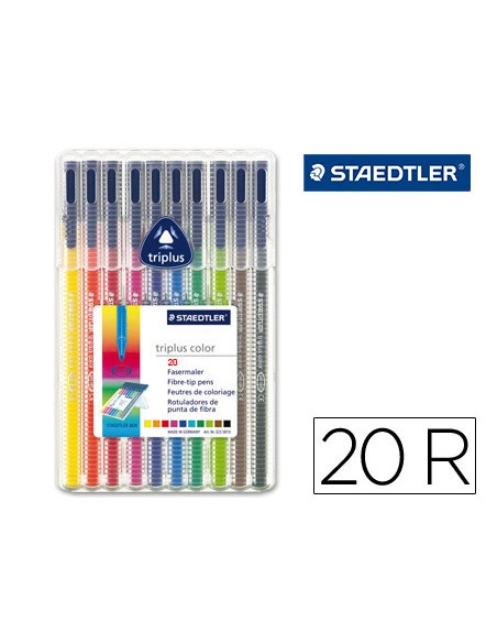 Rotulador staedtler triplus color 323 estuche de 20 unidades colores surtidos