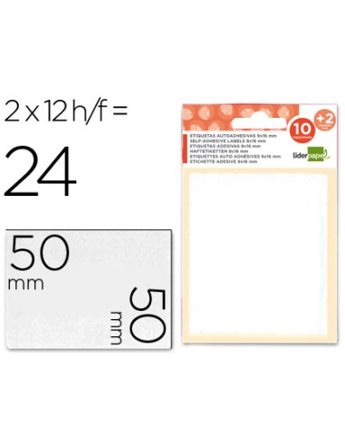 Etiquetas liderpapel sobre de 10 h 2 h obsequio 50x50 mm 2 unidades por hoja