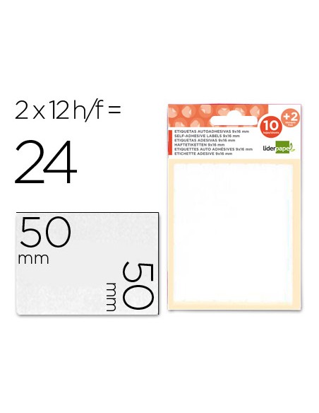 Etiquetas liderpapel sobre de 10 h 2 h obsequio 50x50 mm 2 unidades por hoja
