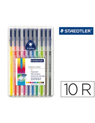 Rotulador staedtler triplus color 323 estuche de 10 unidades colores surtidos
