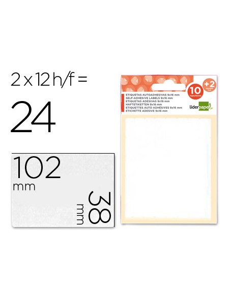 Etiquetas liderpapel sobre de 10 h 2 h obsequio 38x102 mm 2 unidades por hoja