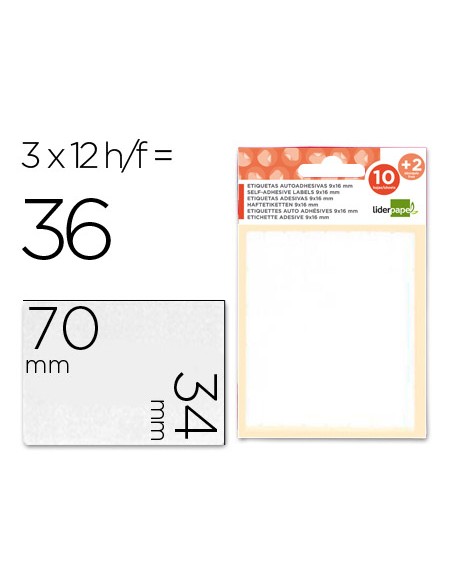 Etiquetas liderpapel sobre de 10 h 2 h obsequio 34x70 mm 3 unidades por hoja