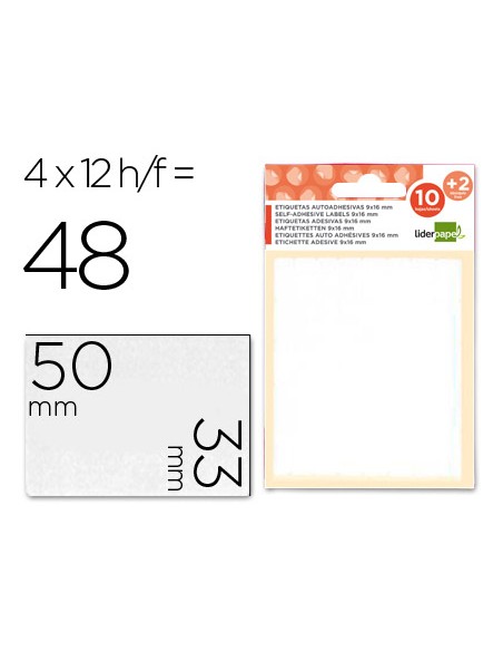 Etiquetas liderpapel sobre de 10 h 2 h obsequio 33x50 mm 4 unidades por hoja
