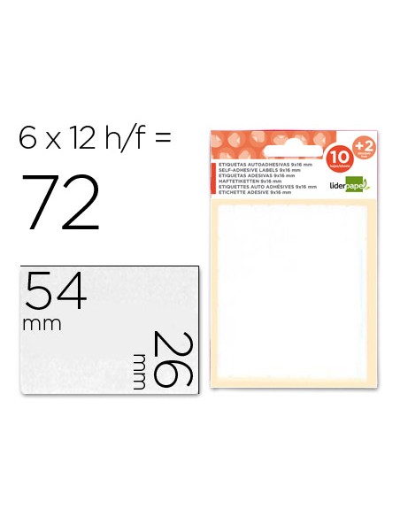 Etiquetas liderpapel sobre de 10 h 2 h obsequio 26x54 mm 6 unidades por hoja