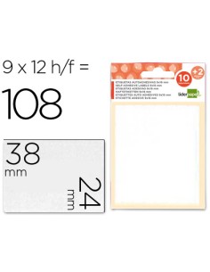Etiquetas liderpapel sobre de 10 h 2 h obsequio 24x38 mm 9 unidades por hoja