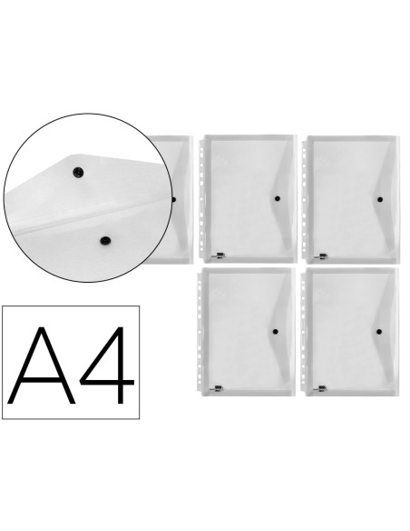 Carpeta liderpapel dossier broche 36664 polipropileno din a4 pack de 5 incolora transparente multitaladro