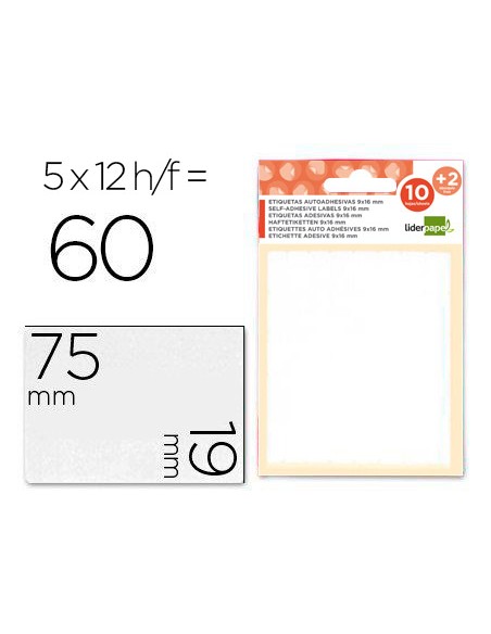 Etiquetas liderpapel sobre de 10 h 2 h obsequio 19x75 mm 5 unidades por hoja