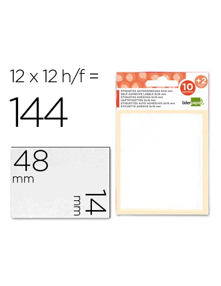 Etiquetas liderpapel sobre de 10 h 2 h obsequio 14x48 mm 10 unidades por hoja