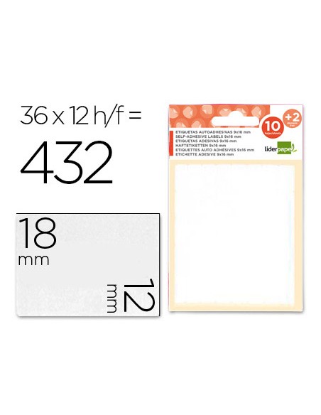 Etiquetas liderpapel sobre de 10 h 2 h obsequio 12x18 mm 36 unidades por hoja