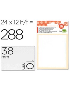 Etiquetas liderpapel sobre de 10 h 2 h obsequio 10x38 mm 21 unidades por hoja