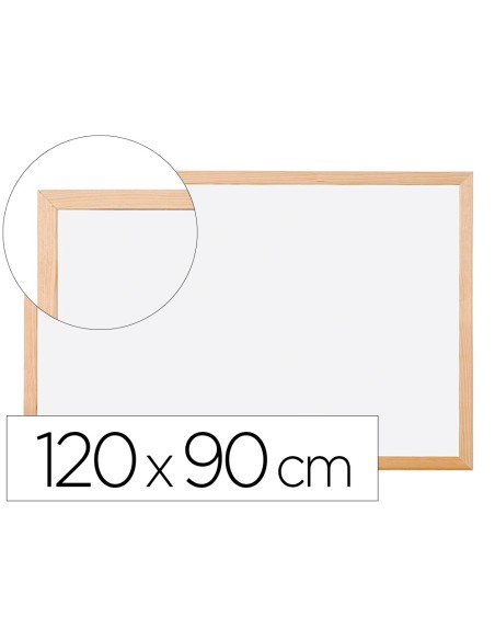 Pizarra blanca q connect laminada marco de madera 120x90 cm