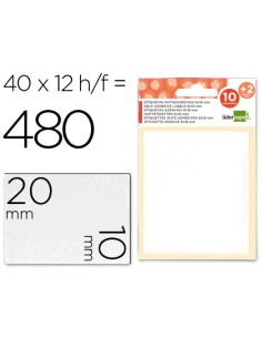 Etiquetas liderpapel sobre de 10 h 2 h obsequio 10x20 mm 35 unidades por hoja