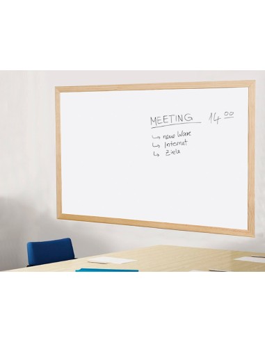 Pizarra blanca q connect laminada marco de madera 90x60 cm