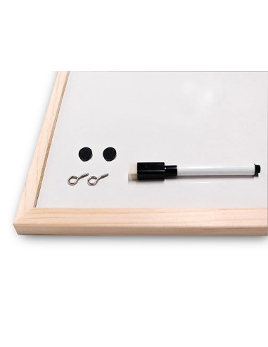 Pizarra blanca q connect laminada marco de madera 90x60 cm