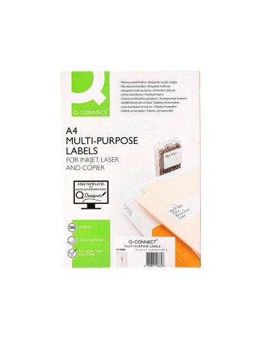Etiqueta adhesiva q connect kf00228 tamano din a4 para ink jet transparente caja con 25 hojas din a4