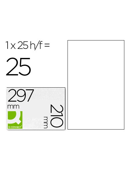 Etiqueta adhesiva q connect kf00228 tamano din a4 para ink jet transparente caja con 25 hojas din a4