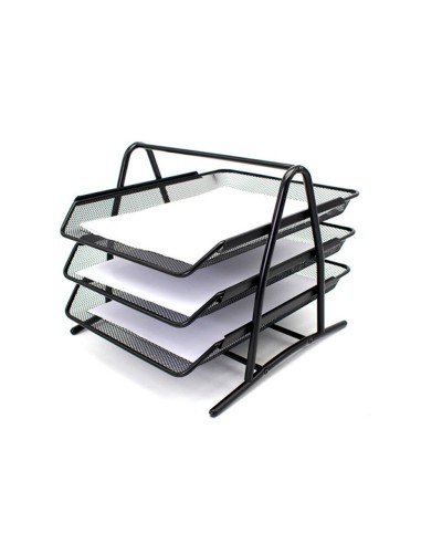 Bandeja sobremesa metalica q connect kf00823 rejilla negra 3 bandejas movibles 350x278x275 mm