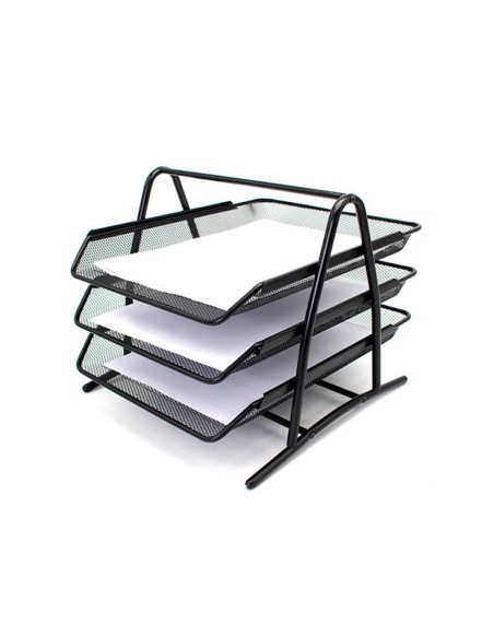 Bandeja sobremesa metalica q connect kf00823 rejilla negra 3 bandejas movibles 350x278x275 mm