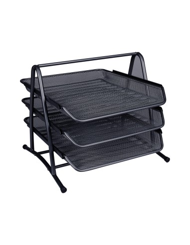 Bandeja sobremesa metalica q connect kf00823 rejilla negra 3 bandejas movibles 350x278x275 mm