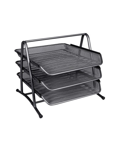 Bandeja sobremesa metalica q connect kf00823 rejilla negra 3 bandejas movibles 350x278x275 mm
