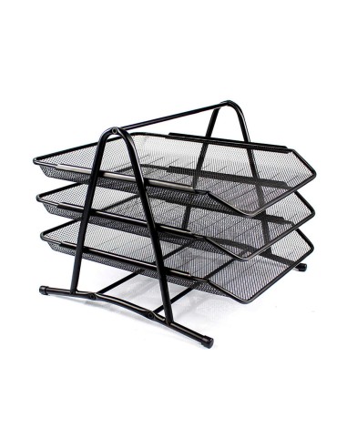 Bandeja sobremesa metalica q connect kf00823 rejilla negra 3 bandejas movibles 350x278x275 mm