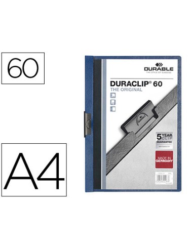 Carpeta duraclip dossier pinza lateral azul oscuro capacidad 60 hojas