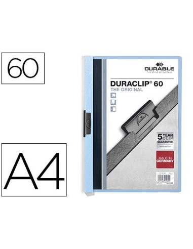 Carpeta duraclip dossier pinza lateral azul capacidad 60 hojas