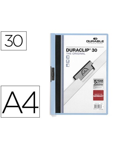 Carpeta duraclip dossier pinza lateral azul capacidad 30 hojas