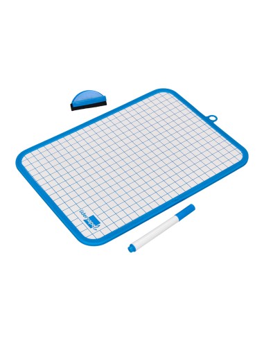 Pizarra blanca liderpapel 18x26 cm doble cara lisa y cuadriculada con rotulador y borrador
