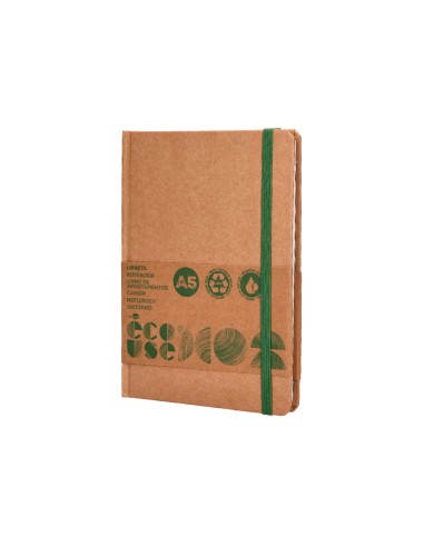 Libreta liderpapel ecouse 100 reciclada a5 96 hojas 70g m2 horizontal con gomilla y marca paginas