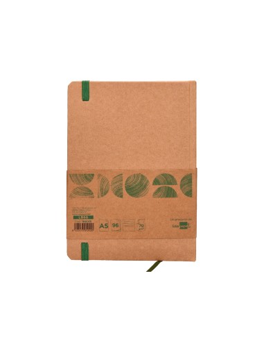 Libreta liderpapel ecouse 100 reciclada a5 96 hojas 70g m2 horizontal con gomilla y marca paginas