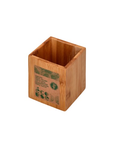 Cubilete portalapices liderpapel bambu 100 natural ecouse cuadrado 80x80x100 mm