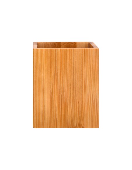 Cubilete portalapices liderpapel bambu 100 natural ecouse cuadrado 80x80x100 mm