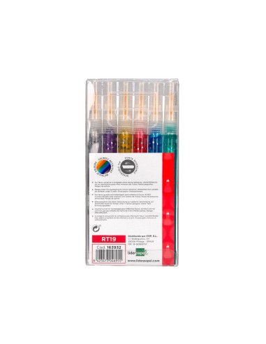 Rotulador liderpapel efecto purpurina metalizada punta reversible bolsa de 6 unidades colores surtidos