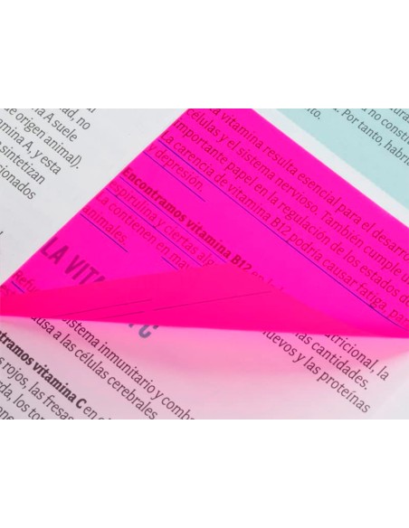 Bloc de notas adhesivas quita y pon milan 76x76 mm removible plastico translucido rosa fluor 50 hojas