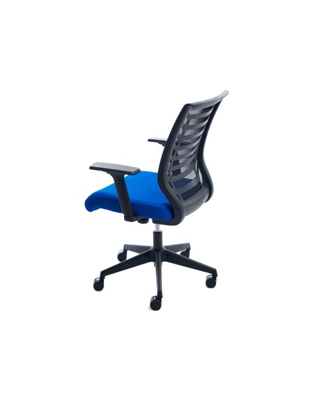 Silla rocada de oficina con brazos respaldo en malla transpirable y asiento tapizado en tela ignifuga Silla rocada de oficina con brazos respaldo en malla transpirable y asiento tapizado en tela ignifuga