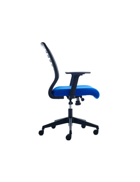 Silla rocada de oficina con brazos respaldo en malla transpirable y asiento tapizado en tela ignifuga Silla rocada de oficina con brazos respaldo en malla transpirable y asiento tapizado en tela ignifuga