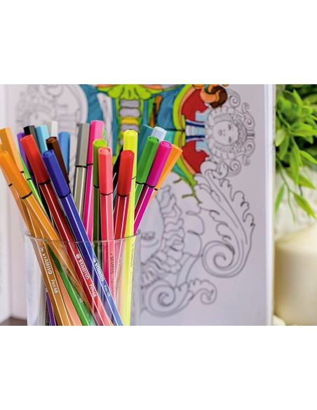 Rotulador stabilo acuarelable pen 68 estuche carton de 10 unidades colores surtidos