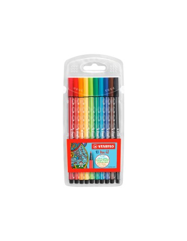 Rotulador stabilo acuarelable pen 68 estuche carton de 10 unidades colores surtidos