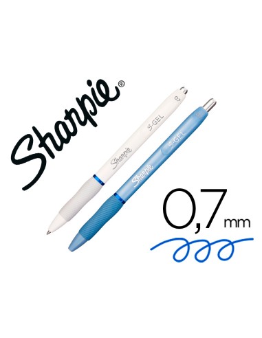 Boligrafo sharpie fashion retractil tinta gel azul 07 mm color azul hielo y blanco