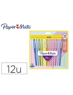 Rotulador paper mate flair pastel punta de fibra blister de 12 unidades colores surtidos