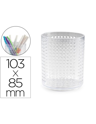 Cubilete portalapices plastiforte transparente organizer redondo nº6 diametro 85 mm alto 103 mm