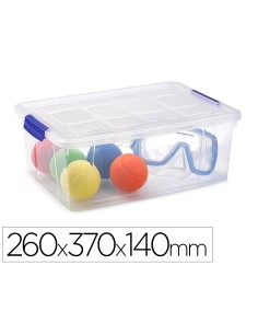 Contenedor plastico plasticforte 9 litros n 29 transparente con tapa 260x370x140 mm