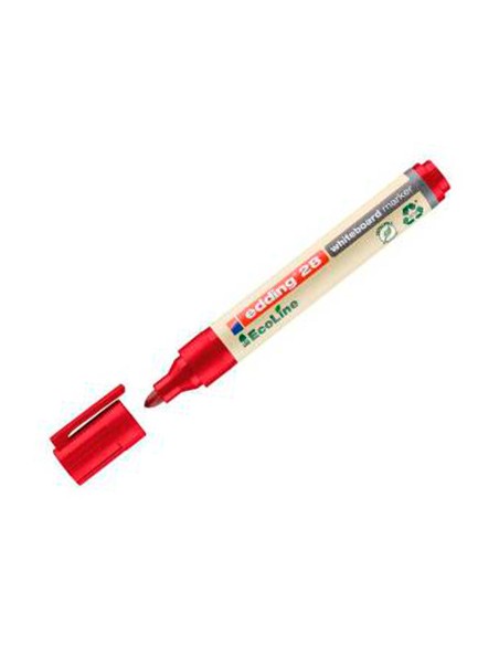 Rotulador edding 28 para pizarra blanca ecoline 90 reciclado color rojo punta redonda 15 3 mm recargable