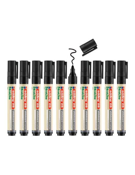 Rotulador edding 28 para pizarra blanca ecoline 90 reciclado color negro punta redonda 15 3 mm recargable