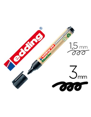 Rotulador edding 28 para pizarra blanca ecoline 90 reciclado color negro punta redonda 15 3 mm recargable