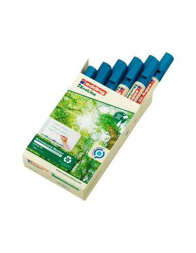 Rotulador edding 28 para pizarra blanca ecoline 90 reciclado color azul punta redonda 15 3 mm recargable