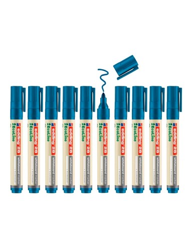 Rotulador edding 28 para pizarra blanca ecoline 90 reciclado color azul punta redonda 15 3 mm recargable
